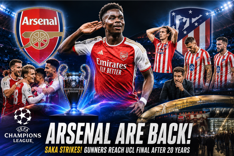ปืนใหญ่คืนบัลลังก์ยุโรป ซาก้ายิงดับตราหมี พาอาร์เซน่อลเข้าชิง UCL รอบ 20 ปี