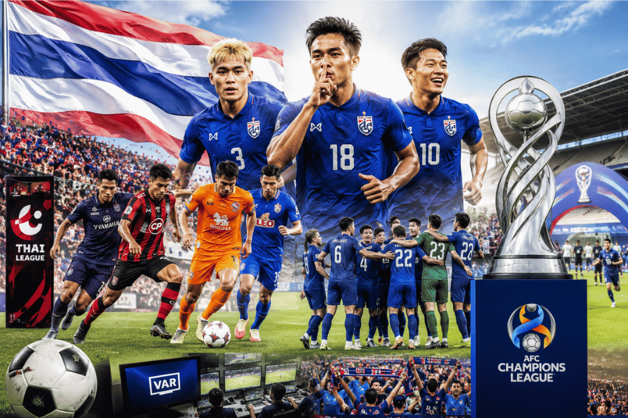 การแข่งขันฟุตบอลไทยแบบครบวงจร ตั้งแต่ไทยลีก ทีมชาติไทย จนถึงเวทีเอเชีย